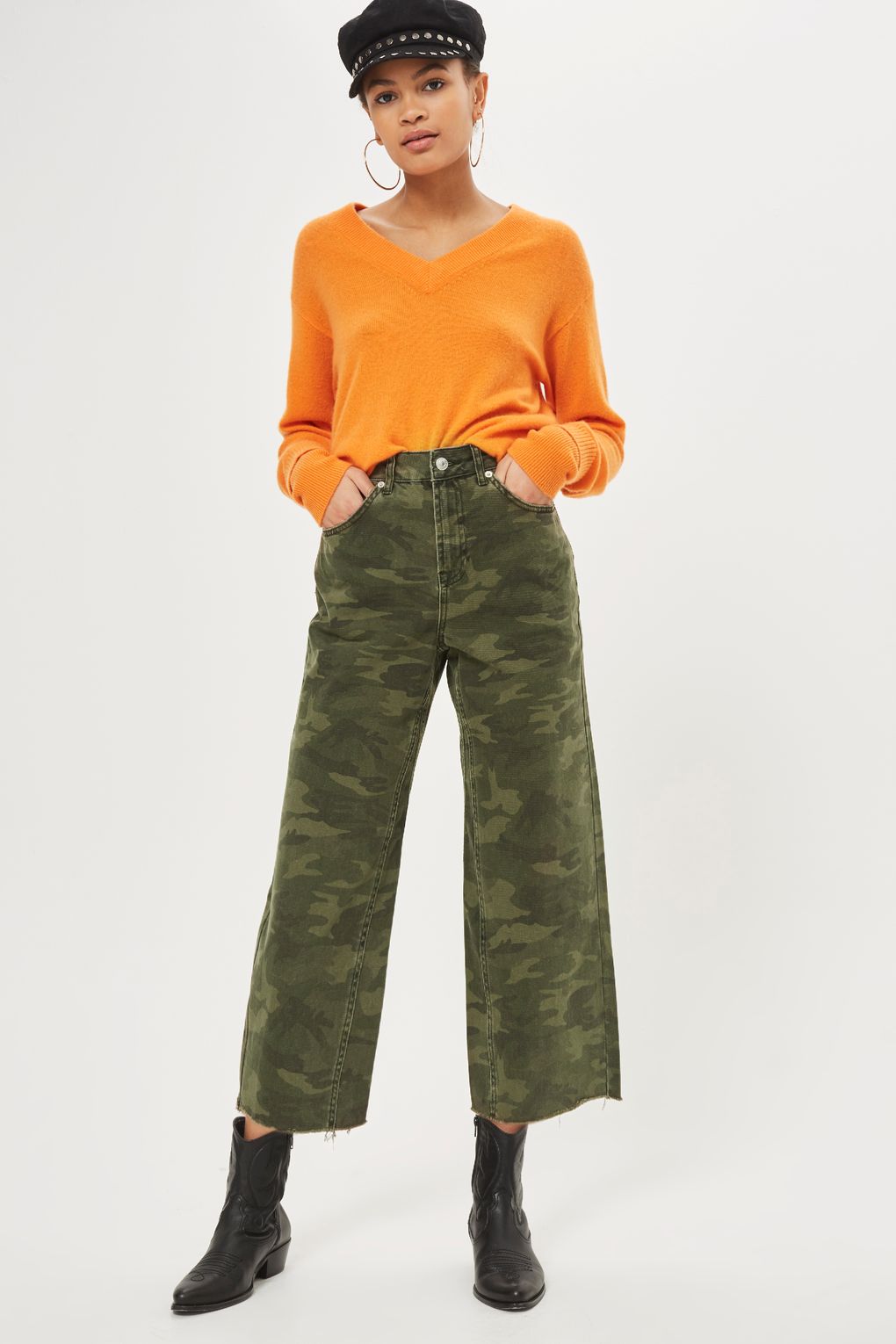 Topshop camo cropped jeans