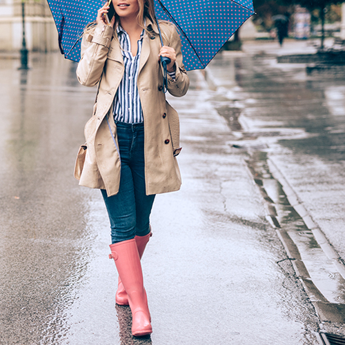 dress and rain boots