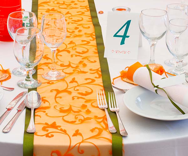 green and yellow table runner