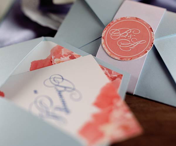 pink and white wedding invitations