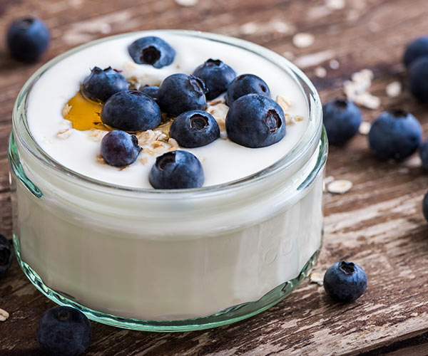 greek yogurt with blueberries