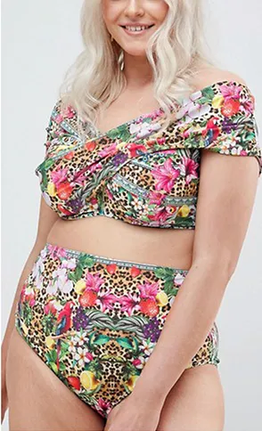 cross front tropical bikini top