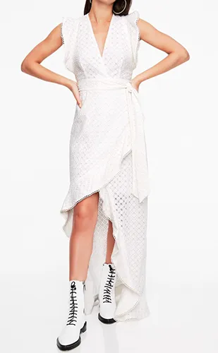 Andrea Eyelet Ruffle Wrap Dress