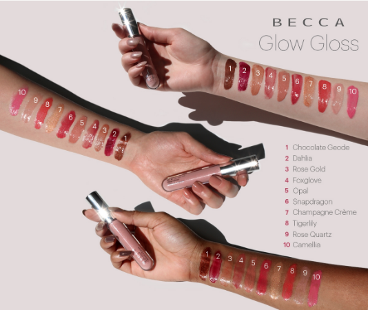 becca cosmetics glow gloss swatches