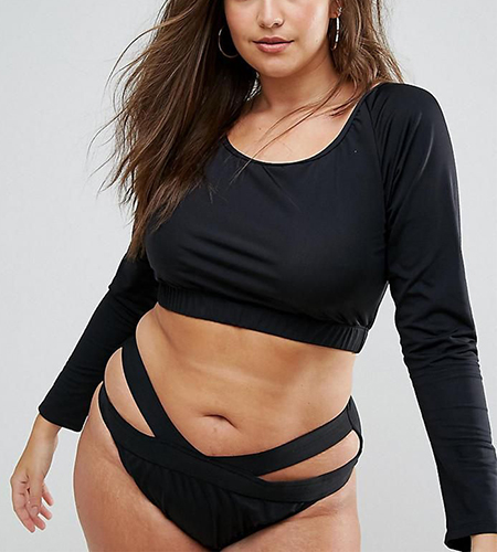 black long sleeve bikini top