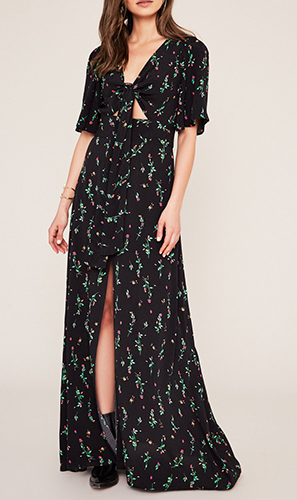 Ramon Cut Out Front Tie Maxi Dress