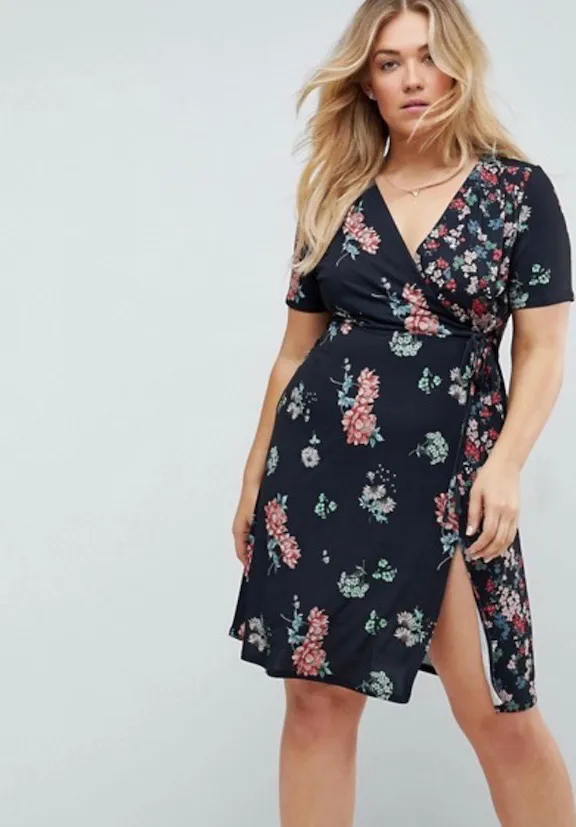 asos midi wrap dress floral print