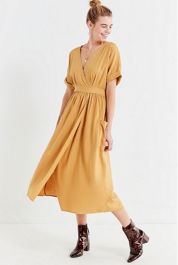 urban outfitters yellow wrap dress