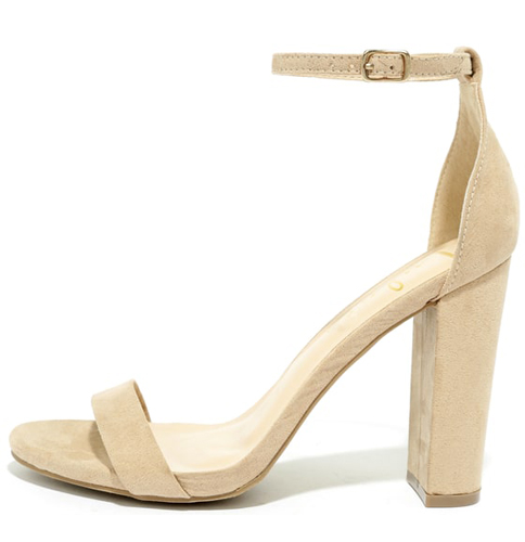 Taylor natural suede ankle strap heels sale