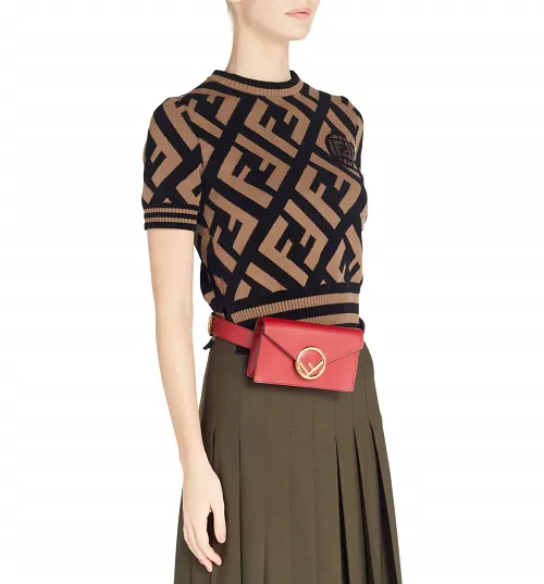 Fendi Liberty Logo Calfskin Leather Belt Bag