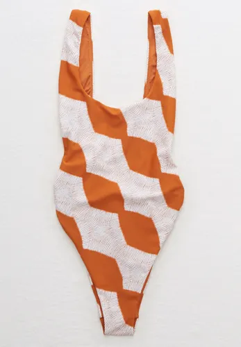 "Aerie Super Scoop One Piece Swimsuit available in various colors"