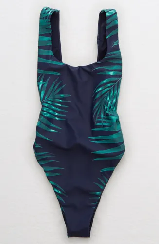 "Aerie Super Scoop One Piece Swimsuit displayed on model"