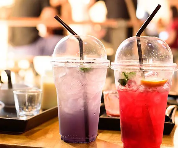 colorful teas in to go cups