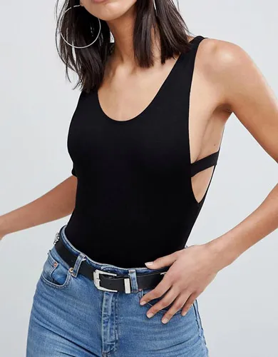 Black high-leg bodysuit with scoop back from ASOS DESIGN