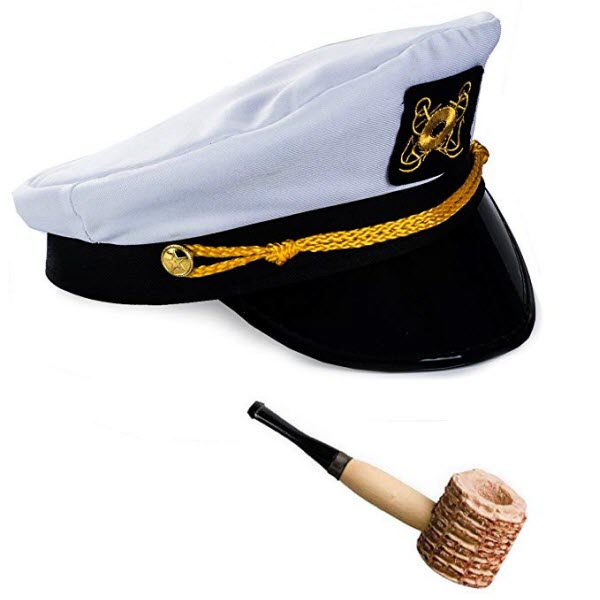 captains hat and corn pipe for hugh hefner costume