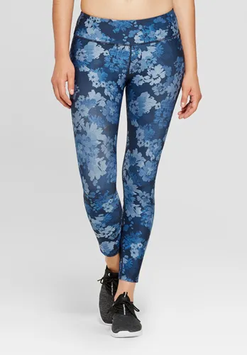 Performance floral print mid-rise crop leggings for summer style.