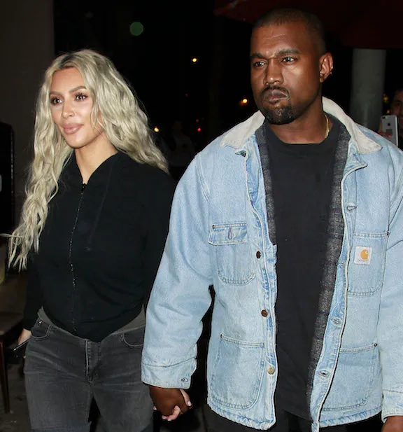 Kim Kardashian and Kanye West at a public event together.