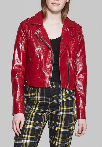 target red leather jacket