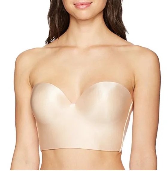 "Close-up of a strapless bra"