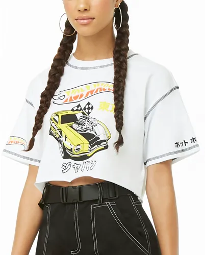Hot Wheels cropped graphic tee for car enthusiasts