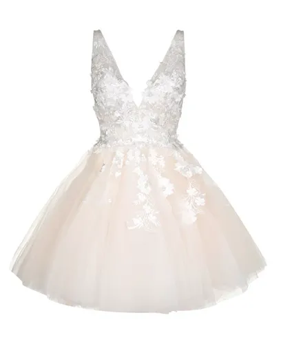 Floral appliqué tulle dress with intricate detailing