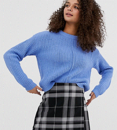 "Bershka seam front sweater in blue"