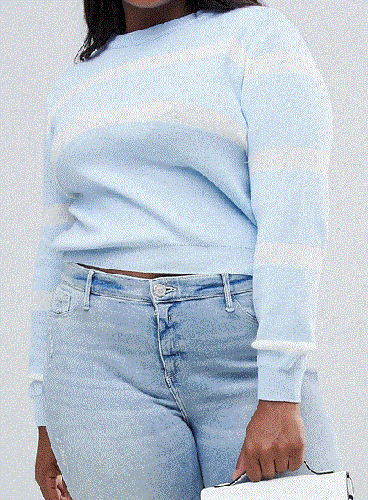 "Boohoo Plus stripe sweater in blue"