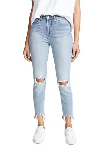 "L'AGENCE Highline High Rise Skinny Jeans with Hem Destruction"
