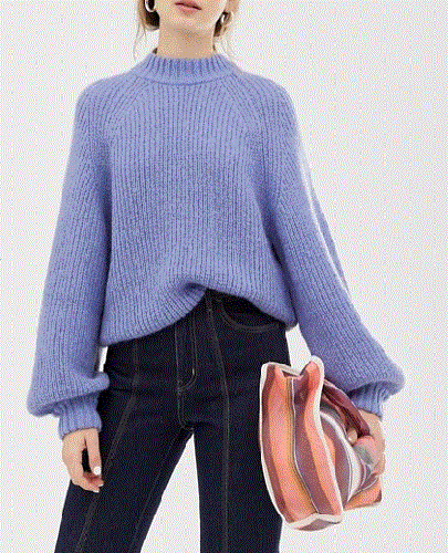 "Weekday wide sleeve knitted sweater in light blue"