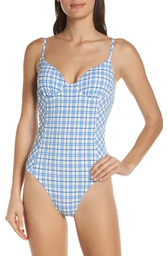 "Gingham one-piece underwire swimsuit in a chic style"