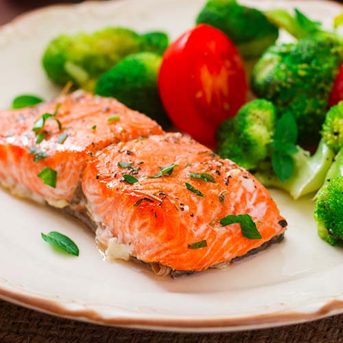 salmon and broccoli