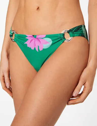 "Floral Print Padded Plunge Swimsuit"