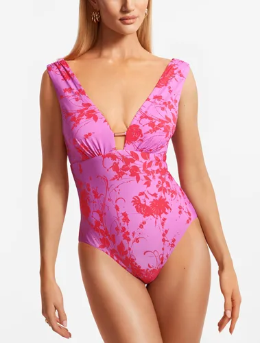 "Floral Print Bandeau Bikini Top"