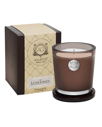 "Aquiesse Luxe Linen Large Soy Candle in a gift box"