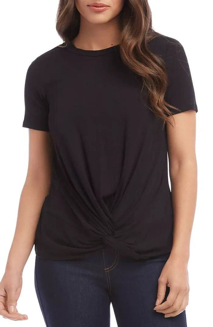 thumbnail image 2 of Karen Kane Women's Twist Front Colorblock Top - Bohemian Animal Print Blouse 2 of 10