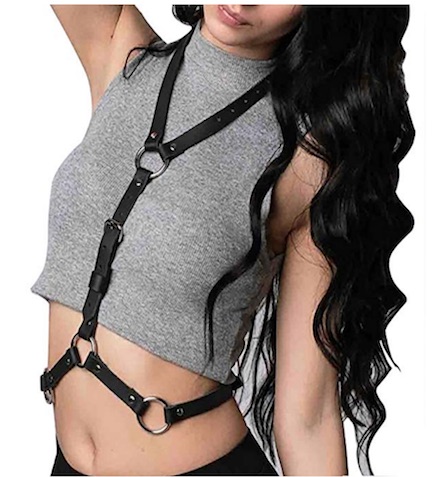 black harness body chain