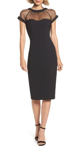 "Maggy London Illusion Yoke Crepe Sheath Dress"