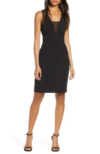 "Harlyn Mesh Inset Body-Con Dress"