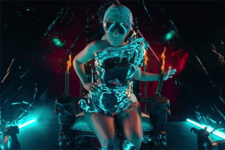 nicki minaj hard white silver dress