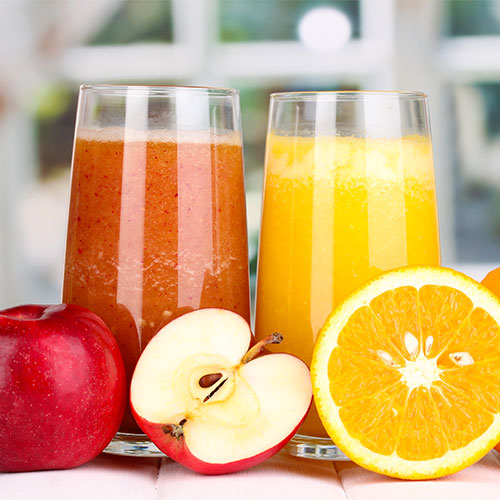 Two glasses of fruit juice