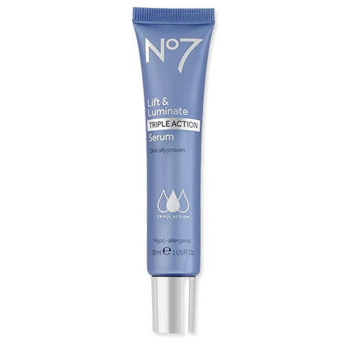 <h3>1. No7 Lift Luminate Triple Action Serum</h3> best affordable drugstore peptide beauty products