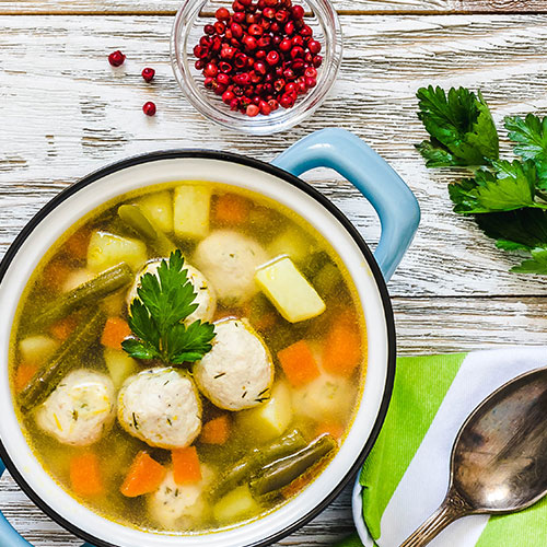 Kale And Turkey Meatball Soup