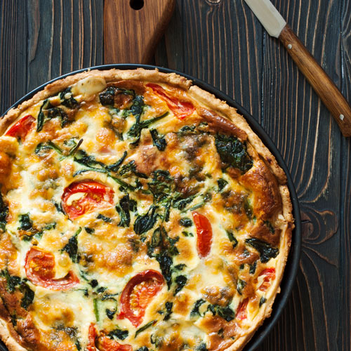 Quiche in a pan.