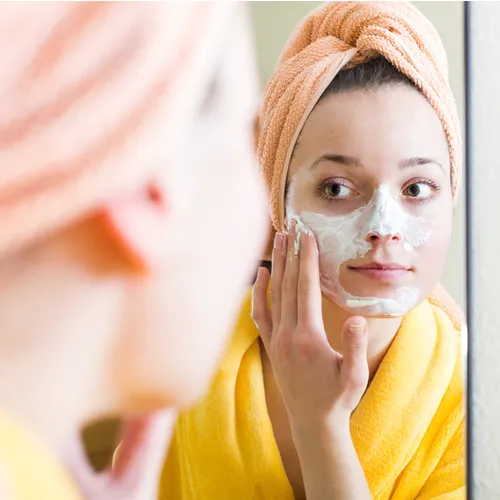 face mask in mirror