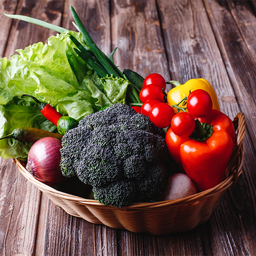 A bowl of vegetables.