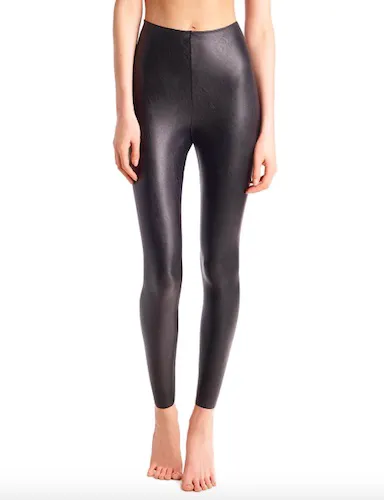 Black faux leather leggings offering perfect control and comfort