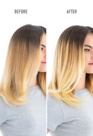 "Before and after results of using a hair mask"