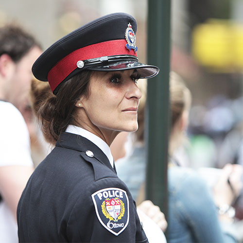 A female police officer.
