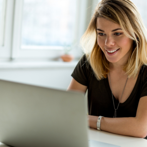 woman on computer