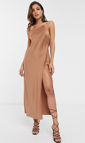 Shoulder Midaxi Dress In Satin